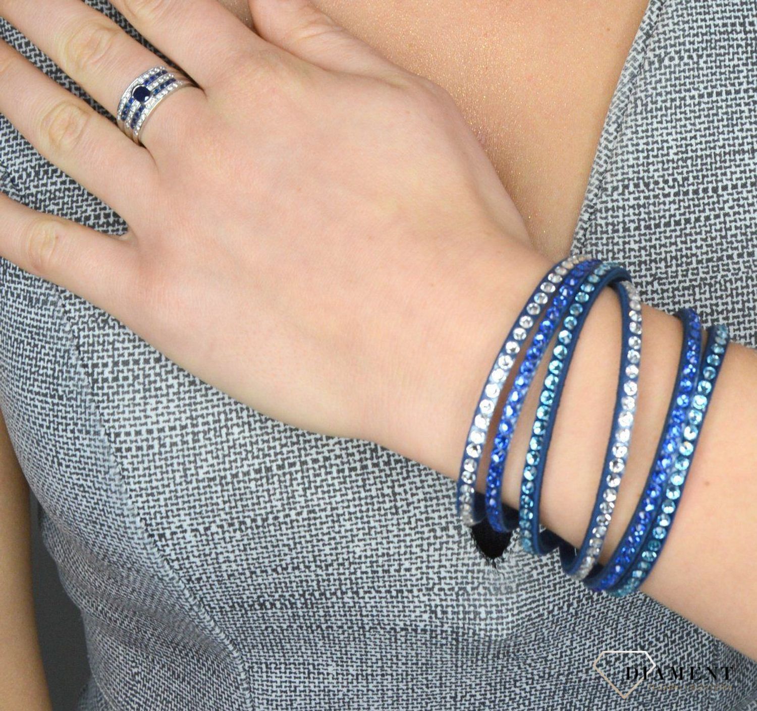 Złoty pierścionek DIAMENT 585 szafir, diamenty 51Y79WG szafir.jpg